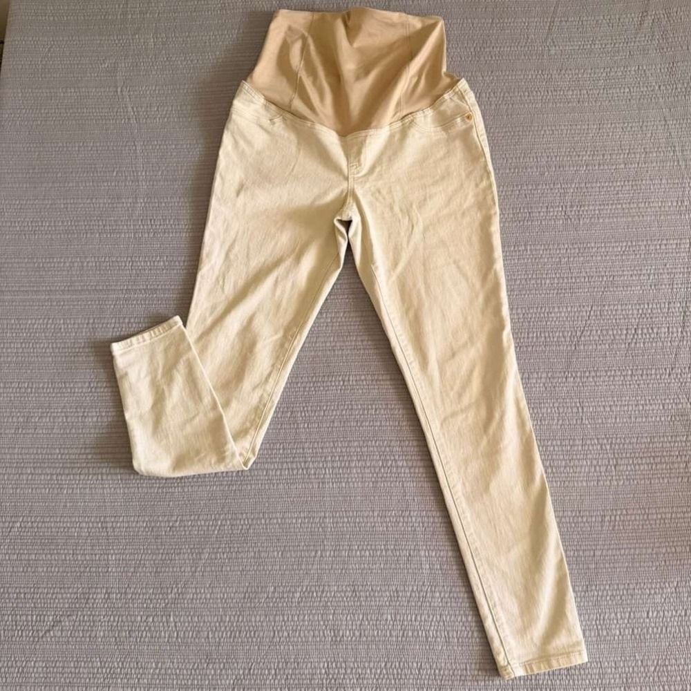 NWT Isabel‎ Maternity Women's Skinny Jeans Ecru Cream Crossover Panel Size 4
